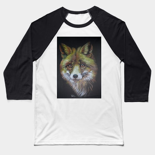 Fire Fox Baseball T-Shirt by VeriArt